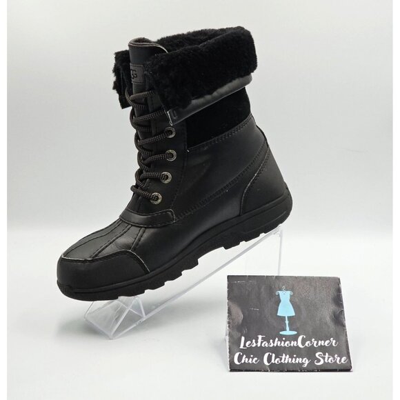 UGG Women's Black Leather Waterproof Adirondack Lace Up Boot Size 5 2948 - Picture 15 of 16